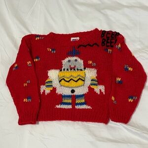 Vintage 80s Popsicle Brand Robot Sweater Boys Size 3T
